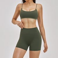 Ensemble de yoga 2 pièces pour femme, soutien-gorge de sport à bretelles ajustables, débardeur effet seconde peau et short taille haute, tenue de fitness pour la course et la gym