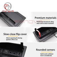 Caja de Conexión Eléctrica para Escritorio Daisy Chain Enlazable con Tapa Abatible y Cepillo, Conectividad Multipuerto, Enchufe Universal para Oficina