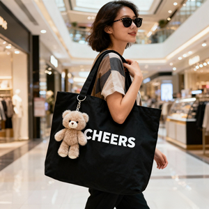 <span class=keywords><strong>Sac</strong></span> fourre-tout promotionnel en toile de coton personnalisé CHEERS, <span class=keywords><strong>grand</strong></span> format, imprimé à l'écran, <span class=keywords><strong>pour</strong></span> la <span class=keywords><strong>plage</strong></span>, les cadeaux ou le shopping, avec poignées et logo personnalisable - Product Image 3