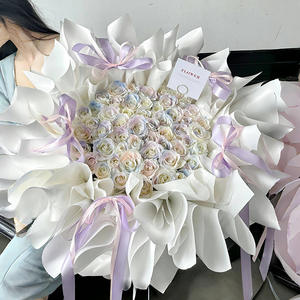 D398 Lujoso Ramo de Rosas Eternas en Forma Redonda Estilo Corbatín, Regalo para Cumpleaños, Boda, Día de la Madre, Ramo de Rosas Secas Reales Preservadas - Product Image 5