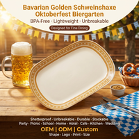 Assiette de service rectangulaire en mélamine incassable OEM ODM, motif crème ajouré, 11 pouces, dorée, pour tapas et cocktails sur le toit