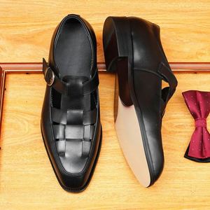 Sandales plates décontractées d'été pour hommes, en cuir véritable respirant de haute qualité, nouveau modèle 2026, pour la marche en extérieur - Product Image 5