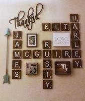Panneaux muraux en bois pour décoration de la maison, bricolage personnalisable Art déco Design Style Scrabble Plaque murale décorative Plaque cadeau