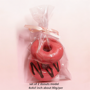Ensemble de desserts au chocolat en forme de donut en plastique de 4 pouces, fraises, 2 pièces, nœud papillon, cadeau mignon, confiture, friandises sucrées, décoration, écologique - Product Image 3
