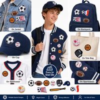 Patchs brodés thermocollants et à coudre pour ballons de sport (football, basketball, baseball), casques, gants et battes