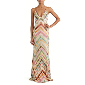 Women's Print <b>Spaghetti</b> <b>Strap</b> Maxi Dress - Crisscross Back Halter Gown Dresses Fashion - Product Image 4