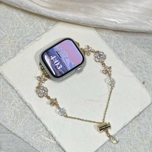 Correa de reloj con delicadas flores de diamantes de imitación, cadena de cristal, correa ajustable para reloj inteligente para mujer - Product Image 2