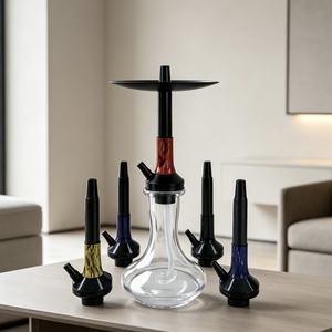 Set de Hookah de Vidrio, Pipa de Shisha Moderna con Base Transparente, Acabado en Negro, Rojo, Morado y Dorado para Salón y Bar de Playa - Product Image 6