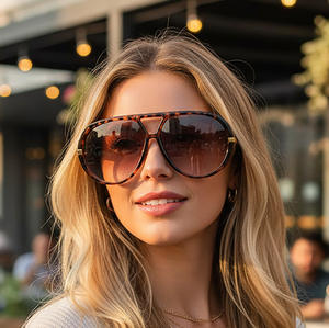 Moda Punk Big <span class=keywords><strong>Pilot</strong></span> gafas de sol mujer lujo 2025 de gran tamaño doble puente hueco negro amarillo gafas de sol señoras Metal Mujer - Product Image 5