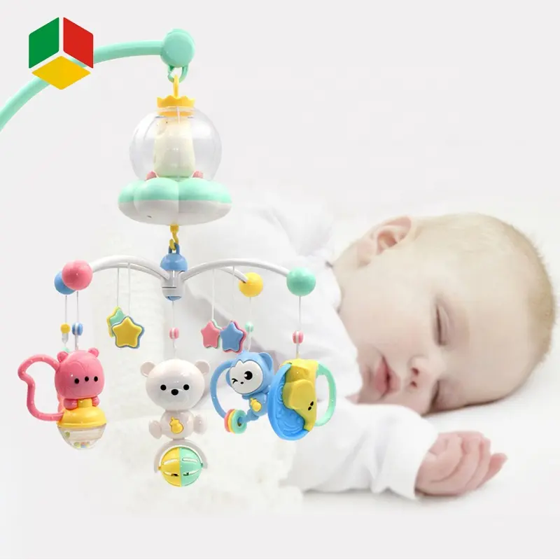 QS Toys Electric 360-Grad-Drehung Musik projektion Licht Plüsch Nettes Bett Hängende Glocke Rassel Touch Baby Handys auf der Krippe