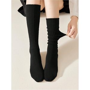 Women's Ribbed Knee High Socks Cotton Bamboo Fiber Sweat Absorbent Daily Wear Long <b>Leg</b> <b>Warmers</b> - Product Image 4