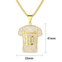 Collier pendentif Maradona 10 en acier inoxydable plaqué or, style hip-hop, motif T-shirt européen et américain, Maradona No. 10