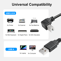 Kabel Printer PVC USB 2.0 A ke B Male to Male 90 Derajat untuk Komputer