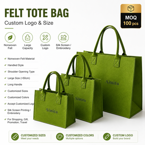 <span class=keywords><strong>Bolsa</strong></span> de Fieltro Ecológica de Gran Capacidad, para Compras, Viajes, Regalos, con Logotipo Personalizado Bordado, al por Mayor - Product Image 1