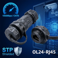 Conector RJ45 Cat6 Gigabit, Blindado, Impermeable IP67, Enchufe Circular para Transmisión de Datos, para Pantallas LED y Cámaras de Seguridad