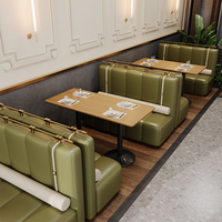 Ensemble de banquettes de restaurant haut de gamme, table rectangulaire, chaise de salle à manger avec accoudoirs en cuir PU pour café, steakhouse