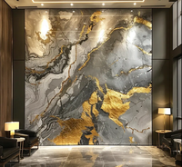 Panneau mural en PVC brillant 3D effet marbre, imperméable, personnalisé en usine pour la décoration intérieure