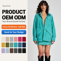 Veste utilitaire délavée pour femme, coupe oversize, boutonnée, avec poches, détails à lacets, style décontracté, fabricant de vêtements OEM ODM