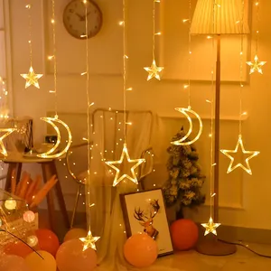 أضواء متلألئة نجمة قمر Icicle بأضواء Led luces de navidad أضواء ستائر عيد الميلاد - Product Image 3