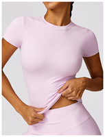 Ventes chaudes, produits populaires de l'été 2024, t-shirt uni pour femme, nouvelle mode féminine, vêtements de sport, t-shirt à manches courtes