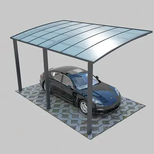 Groothandel auto deur regengoot-Geprefabriceerde Vrijstaande Grote Aluminium Structuur Solar Beschermen Carport Polycarbonaat Dakbedekking Ingebouwde Regengoot