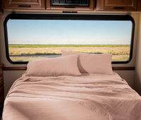 Coton lin caravane superposé ensemble de literie RV MotorHome remorque camping-car draps taies d'oreiller bandes élastiques sur chaque coin Sabanas
