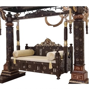 Indian Luxury Teak Wood <b>Swing</b> Traditional Design Handcrafted Indoor Living Room <b>Swing</b> Furniture Set Muslim Home Wooden Jhula - Product Image 3