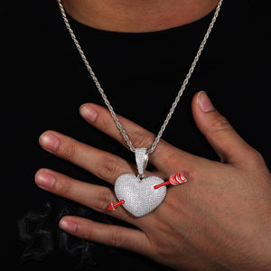 Penjualan langsung pabrik berlian 925 perak murni Vvs Moissanite liontin desain hati panah wanita liontin rantai berbentuk hati - Product Image 5