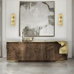 Aparador moderno de lujo <span class=keywords><strong>para</strong></span> restaurante, cajones de nogal tallados a mano, vajilla de latón, almacenamiento de salón de madera pura, muebles modernos puros <span class=keywords><strong>para</strong></span> el hogar - Product Image 3