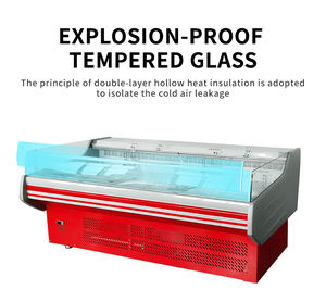<span class=keywords><strong>Vitrina</strong></span> <span class=keywords><strong>Refrigerada</strong></span> Comercial para Carnes - Exhibidor Refrigerado por Aire con Tapa de Cristal para Presentación y Almacenamiento de Carne Fresca - Product Image 4