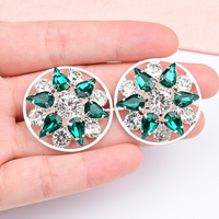 30mm mode terbuat dari air mata kristal bulat logam kancing berlian imitasi dengan batang untuk kemeja manset perhiasan gaun pernikahan