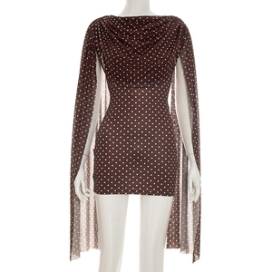 Viviblook Q26DS093 Vestidos de verano para mujer, nuevo vestido informal con estampado de lunares, sin mangas, cuello oscilante, lazo, ajustado, mini vestido ceñido al cuerpo - Product Image 2