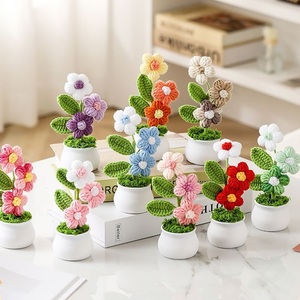 Hilo terminado Planta en maceta Don't Forget <span class=keywords><strong>Me</strong></span> Puff Tree Tejido a mano Pequeña planta en maceta Oficina Ornamento Coche Decoración Regalo - Product Image 1