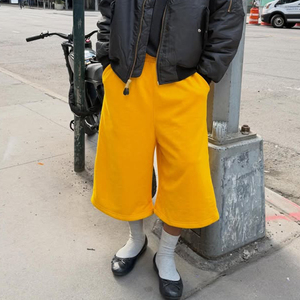 Custom Long Oversized Shorts Sweatpants Baggy Fleece Cotton 3/4 <strong>Sweatshorts</strong> - Product Image 2