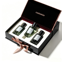 Boîte cadeau magnétique de luxe avec logo personnalisé, couvercle en velours noir et rose, insert en satin avec nœud en ruban pour coffret de parfum, cosmétiques, vente en gros