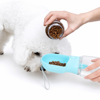Bouteille d'eau portable 3-en-1 pour chien avec distributeur de nourriture à une touche et gamelle large pour le voyage – Vente en gros