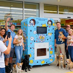 Máquina expendedora comercial de lavado de mascotas para exteriores, totalmente automática, con diseño de protección contra desbordamientos. - Product Image 1