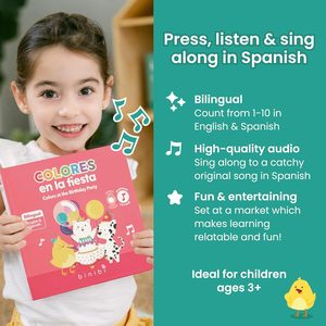 Livre en carton interactif musical bilingue personnalisé pour les tout-petits de 1 à 3 ans, apprentissage des couleurs, <span class=keywords><strong>espagnol</strong></span>, anglais - Product Image 1