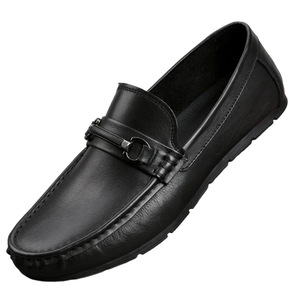 Mocassins en cuir véritable à bout rond, à enfiler, souples et confortables, chaussures pour hommes printemps - Product Image 4