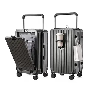 Hoge Kwaliteit Bagage Met Voorste Open Compartiment Mode Handbagage Koffer Met Aluminium Frame Trolley Doos Met Universeel Wiel