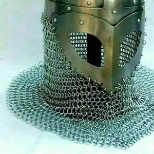 Casque Viking de Style Antique fait à la main armure de cotte de mailles en acier doux reconstitutions polies Cosplay décor à la maison exportation en gros - Product Image 3