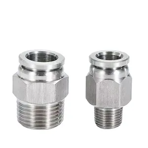 PC Male Straight Thread 1/4 3/8 1/2 304/316 Stainless Steel Quick Connect Pneumatic Parts Air Hose Tube Pipe Fittings Connector