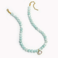 Collier ras du cou tendance en agate multicolore macaron avec pendentif en strass pour femme, fait main, idéal pour un cadeau