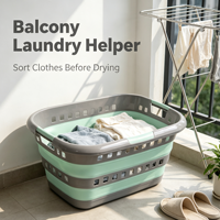 Panier à linge pliable en plastique, panier de rangement pliable avec poignée, organisateur de vêtements multifonctionnel pour la maison