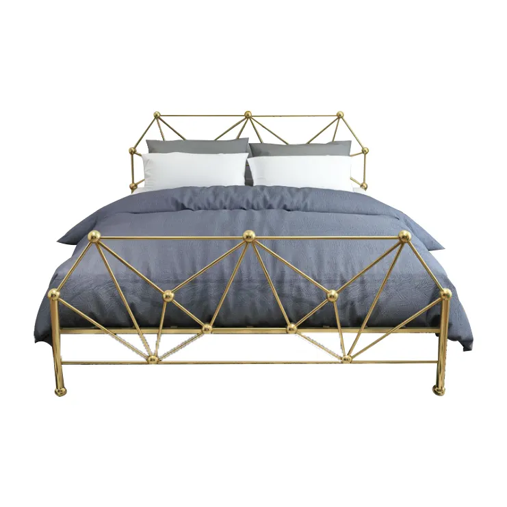 High Quality Luxury Hotel Bedroom Metal Bed Steel Iron Folding Single Metal Bed For Sale