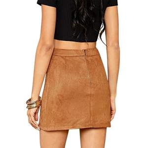 Women's Empire Waist Handmade Woven Worsted Casual Mini <b>Skirt</b> with Pleat and Zipper Closure Soft & Anti-Pilling & Anti-Wrinkle - Product Image 3