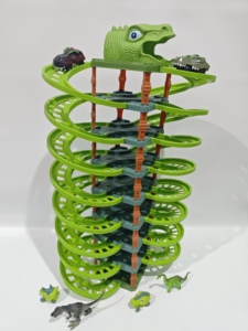 Parc de stationnement en <span class=keywords><strong>spirale</strong></span> pour voitures Dinosaures 9ème étage, ensemble de jeu 65 pièces, <span class=keywords><strong>circuit</strong></span> de course DIY avec voitures LED et figurines de dinosaures - Product Image 2