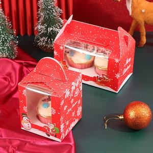 Caja de pastel transparente rectangular XJH en relieve Navidad <span class=keywords><strong>Jumbo</strong></span> 6/12 cavidades cartón Cupcakes embalaje ventana transparente para Cupcake - Product Image 5
