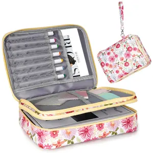 Etui biblique 2 couches pour filles Grand sac floral avec multi-poches Etui de transport biblique Couverture biblique pour femmes