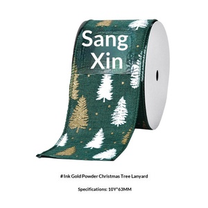Pita Grosgrain Linen Dekorasi Karangan Bunga Natal Bermotif Kepingan Salju dan Kotak-Kotak dengan Tepi Kawat Lebar 6.3cm - Product Image 5